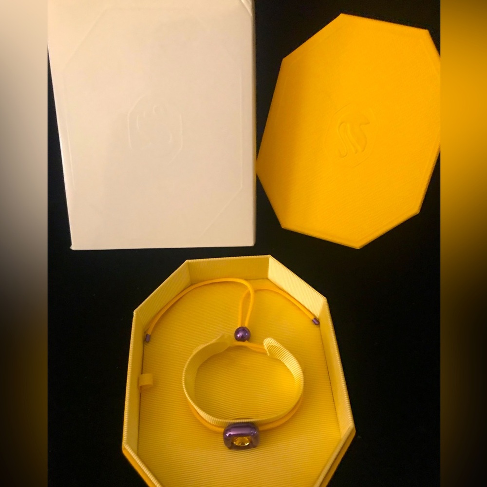 NIB SWAROVSKI YELLOW PURPLE DULCIS CHOKER NECKLACE WRAP BRACELET